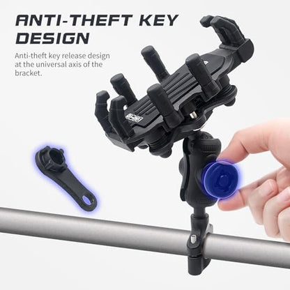 Motorcycle Phone Mount, 2025 Upgrade [Anti-Theft][Ultra-Stable] Bike Holder for Bicycle, Smartphone Handlebar Clamp Compatible with iPhone, Samsung, Other Cell Phone - color: Handlebar Mount