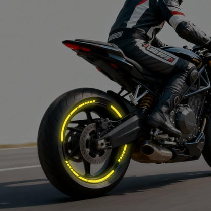 12PCS Reflective Car Wheel Stickers, Night Safety Warning Bicycle Stickers, Anti-Scratch Reflective Rim Decals for Car Motorcycle Cycling Bike (Yellow) - color: Yellow