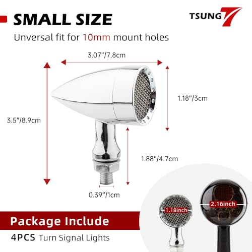 TSUNG 4PCS Motorcycle Bullet LED Front Rear Turn Signal Light SMD Blinker Indicator for Cruiser Chopper Bobber Cafe Racer Street Bike (SMD-Chrome-4PCS) - color: SMD-Chrome-4PCS