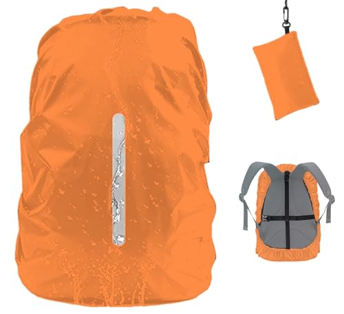 Waterproof Backpack Rain Cover with Reflective Strap (8-70L), 2 Adjustable Anti Slip Cross Buckle Strap, Rainproof Snowproof, Orange S (for 18-25L Backpack) - color: Orange, size: S (for 18-25L backpack)