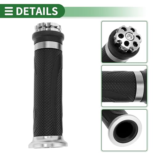 7/8" 22mm 15/16" 24mm Motorcycle Hand Grips Cover Kit Non Slip Rubber Handlebar End Grips for Motorcycle Scooter Bicycle ATV Silver Tone - color: Silver Tone