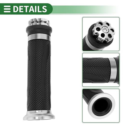 7/8" 22mm 15/16" 24mm Motorcycle Hand Grips Cover Kit Non Slip Rubber Handlebar End Grips for Motorcycle Scooter Bicycle ATV Silver Tone - color: Silver Tone