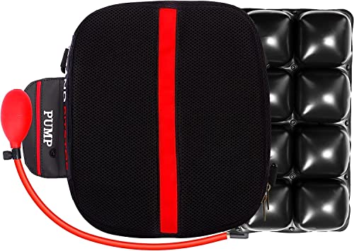 GRAND PITSTOP Motorcycle Air Seat Cushion, on The go inflate & Deflate, Pressure Relief Motorcycle Seat Pad, Shock Proof Comfortable for Motorbike Long Rides (Pillion Premium with Air Pump) - color: Pillion Premium with Pump
