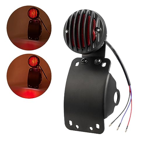 Amazicha 3/4" Motorcycle LED Tail Brake Light with Bracket, IP67 Waterproof Motorcycle Side Mount License Plate Rear Light Compatible for Harley Sporster Bobber Chopper Yamaha Suzuki Honda Kawasaki - size: 0.75inch, style: Curved