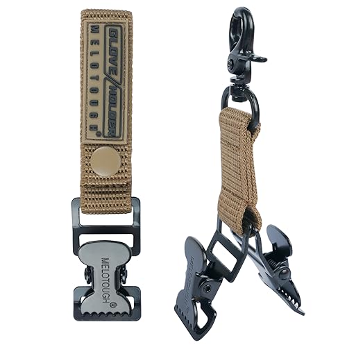 MELOTOUGH Firefighter Glove Strap | Work Glove Holder Clip with Glove Leash Swivel Snap Hook,Alligator Clip - color: A-khaki