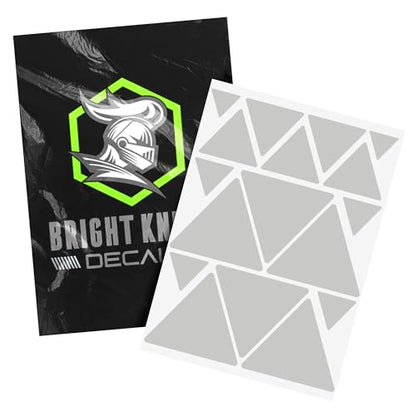 BRIGHT KNIGHT DECALS Reflective Stickers, 17pc Triangle Kit, Reflective Tape Outdoor Waterproof Motorcycle Helmet Stickers for Bikes, Scooters, and Hard Hats, Night Safety High Visibility - color: White