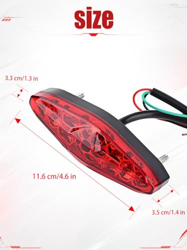 Watris Veiyi 12V Motorcycle Rear Brake Tail Light, Universal 15 LED Led Tail Brake Light for ATV Dirt Bike(Red)