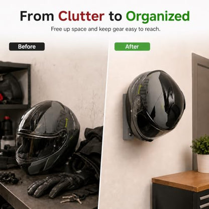 Motorcycle Helmet Hanger Wall Mount – Heavy Duty Screw-in Hook for Riding Gear | Space-Saving Vertical Storage Rack | Keeps Garage and Entryway Organized | Fits Full Face