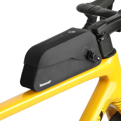 Rhinowalk Waterproof Top Tube Bike Bag IPX4 Magnetic Closure Frame Pack Slim Profile Fits Road Mountain Bike 1.0L - color: Black Toptube Bag, size: 1.0 L