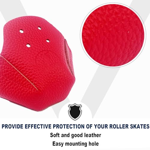 100% Real Cowhide | Toe Cap Guard Protectors | Roller Skate Derby Speed 1 Pair(Red) - color: Red