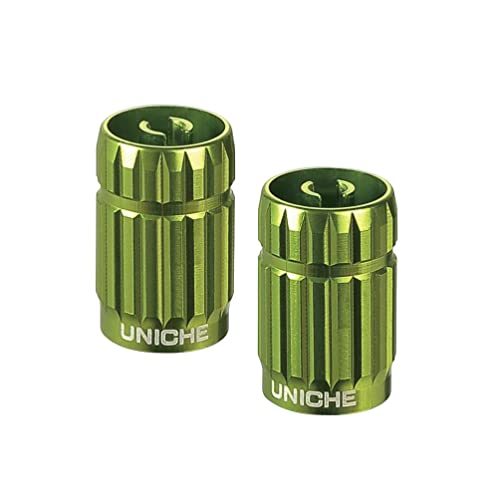 2-in-1 Valve Stem Caps with Core Remover Function - 2 Pack [Green] | Schrader Valve Core Removal Tools, Universal Tire Valve Caps for Cars, Trucks, SUVs, Motorbikes, and Bikes - color: Green