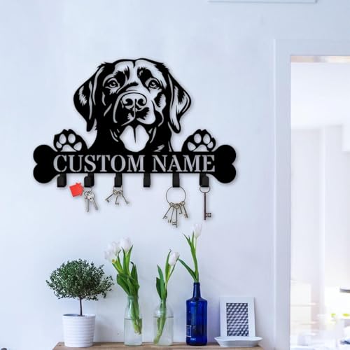 Custom Labrador Retriever Dog Key Holder Wall Mount, Metal Hook Rack for Keys, Coats, or Leashes, Wall Decor Organizer (Labrador Retriever Dog Key Holder) - color: Labrador Retriever Dog Key Holder