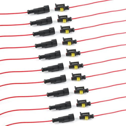 1 Pin Waterproof Electrical Wire Connectors 10 Pack Weather Pack Connectors Kit 20AWG Male and Female Automotive Wire Connectors for Car Truck Motorcycle Boat Auto Wiring - size: 1pin-10Pack