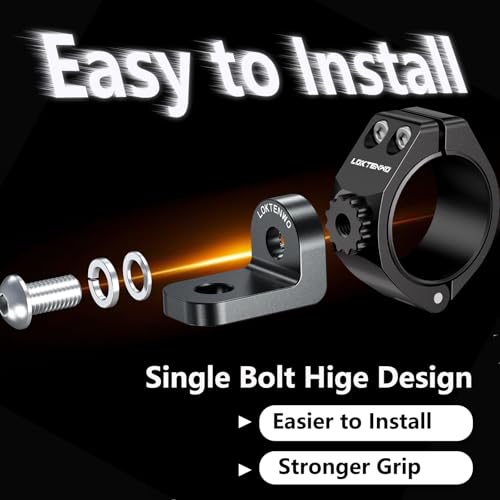 LOKTENWO Thicken UTV LED Light Bar Mounts 2PCS, Heavy Duty CNC Aluminum 360° Adjustable Whip Light Mount Light bar Mounting Bracket, Fit 1.5''/1.75''/1.85''/2''/2.1'' Roll Cage