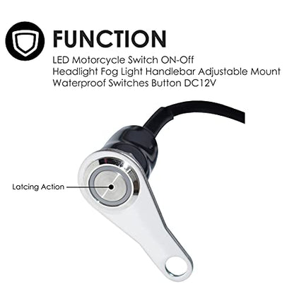 LED Motorcycle Switch ON-Off Headlight Fog Light Handlebar Adjustable Mount Waterproof Switches Button DC12V …