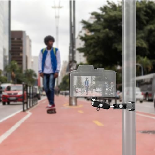 Phone Clamp Mount with 360° Dual Ballhead Anti-Fall 360° Rotating Motorbike Phone Holder AC Clamp Mount for GoPro Hero 13,DJI OSMO Pocket 3,Insta 360 X5 Fits Mountain/Scooter/Dirt - color: Deep Black