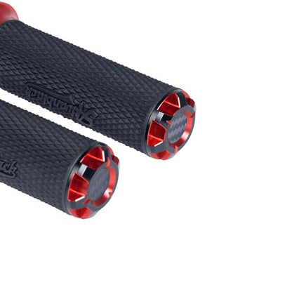 Advanblack AXION Performance Grips, Cable Throttle Hand Grips Compatible with Harley Touring Road Glide Street Glide, Softail - color: Red