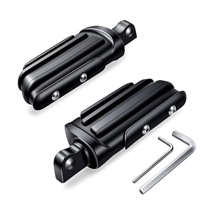 Motorcycle Mini Floorboards Foot Pegs Black - Compatible with Harley Touring Road King Street Glide Softail Dyna Sportster XL883 XL1200 - Wide Male Mount Footrests Pedals - color: Black#4