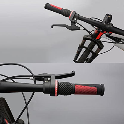 TOPCABIN Bike Handlebar Grips,Short Mini Bicycle Handlebar Grips Two-Color Rubber Bike Grips Fit Many Standard Bikes 2PCS 90MM Length - color: Black + Red - 90mm