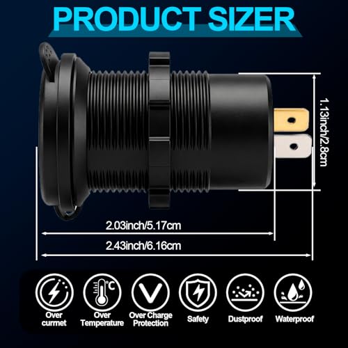 12v usb charger, PD 20W USB-C Power Socket and 18W QC3.0 Socket Waterproof Power Outlet 12V/24V with Power Switch 12V USB C Outlet for Car Golf Cart Boat Marine Bus Truck RV Marine Motorcycle etc. - color: 2PD+1QC