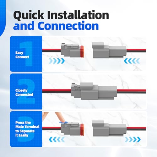 2 Pin Deutsch Connector, Hoodutric 16AWG Gray Male Female Wiring Harness DT Pigtail 2 Wire Waterproof Electrical Connectors with Heat Shrink Tubing Electrical Tape for Car Truck Motorcycle Boat- 6 Kit - style: 2Pin Gray 6 Set