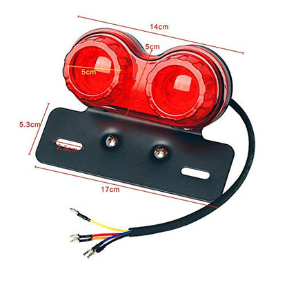 ANKIA 40-LED 40W Motorcycle Tail Light Integrated Running Lamp Brake&Turn Signal Light with License Plate Bracket for Harly Motorcycle Street Bike Cruiser Chopper (Red) - color: Red