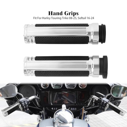 Motorcycle Hand Grips Handlebar Grips Fit for Harley Touring 2008-2025 Trike 2008-2025 Softail 2016-2024, 1 Inch Electronic Throttle Hand Grips - color: Chrome
