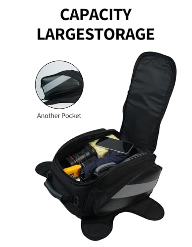 Motorcycle Tank Bag Universal Waterproof Oxford Fabric with Strong Magnetic，Magnetic Tank Bag, fits Harley Davidson, Indian, Honda, Yamaha, Suzuki and more - size: 29L