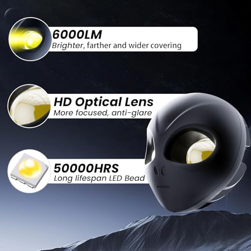 1PCS Alien-Style Motorcycle Auxiliary Lights, Motorcycle Healights Driving Light with High/Low Beam Mode, 30W DC12V-90V, ATV Led Lights, Led Spot Light for Truck ATV UTV Dirtbike Ebike - style: 1PCS High Beam-White&Low Beam-White