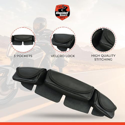 Daniel Smart Motorcycle Windshield Bag for Harley Touring 1996-2013, 3-Pocket Windscreen Bag Compatible with Electra Glide, Street Glide FLHX FLH, Trike Models (3-Pockets) - style: 3-pockets