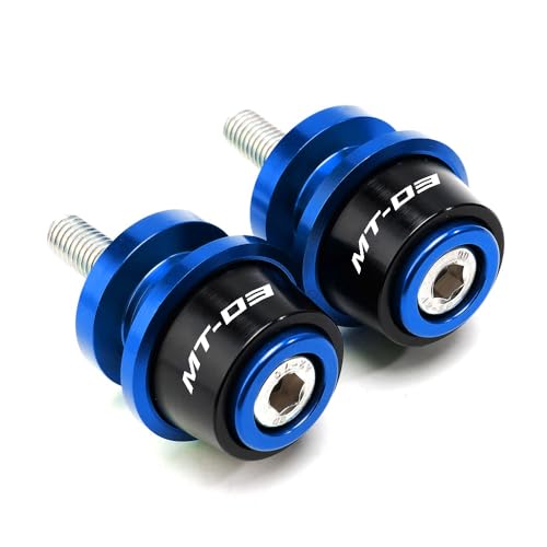MOWOK Fit For YAMAHA MT03 MT-03 2015 2016 2017 2018 2019 2020 2021 2022 2023 2024 2025 Motorcycle Accessories 6MM Swingarm Spools Slider M6 Stand Screws (Blue) - color: Blue