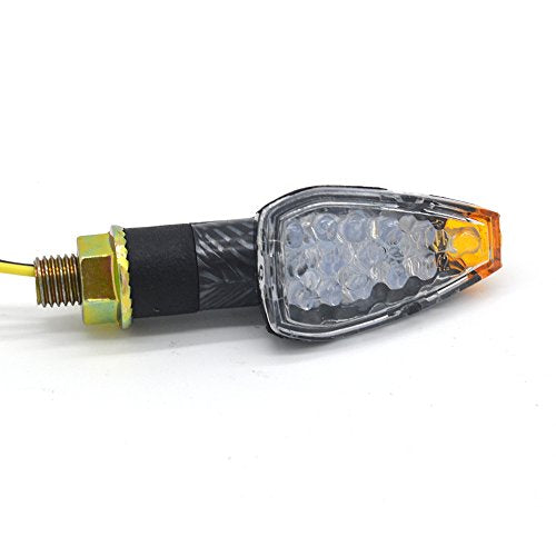 Mini Stalk Arrow Light Motorcycle Turn Signals Lights 10mm Universal Motorbike LED Indicator Blinker Amber Lamp(2 pcs) - color: Plaid-White