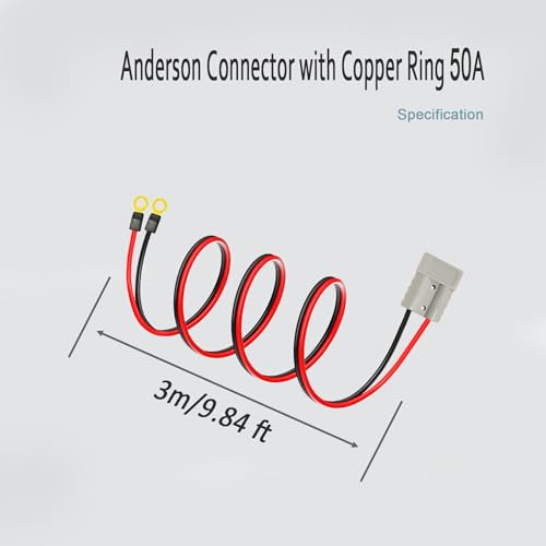 Anderson Plug Connection Cable 50A Anderson SB50 Plug Battery Quick Connector Cable 10AWG Cable with 50A Connector - size: Anderson O-ring 3m