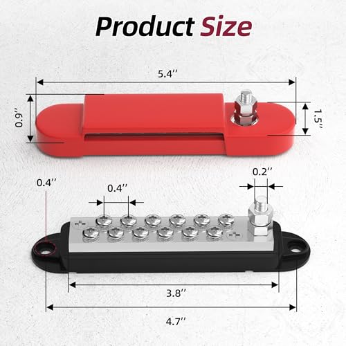 RVBOATPAT Power Distribution Block 12V 150A 1/4" Stud Marine Bus Bar 12 Volt DC Battery Busbar for Boat Automotive Solar Wiring - style: A Pair