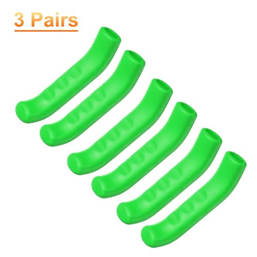 HARFINGTON 3 Pairs Bike Brake Lever Cover Silicone Brake Lever Grip Protector Anti-Slip Brake Handle Protection Covers Sleeve for Mountain Road Bike Cycling, Green - color: Green