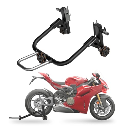 Sport Motorcycle Rear Stand, 360° Movable Lift Stand, Heavy Duty with Wheels, 880 lb Capacity (Black, Double Arm)