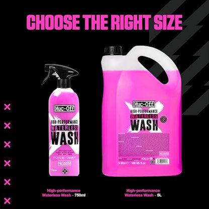 Muc-Off High Performance Waterless Bike Wash 750ml (Pack of 1) | Spray & Wipe Bike Cleaner | No Water Needed | Safe on Carbon Fibre | Cleans & Polishes with a Streak-Free Finish - size: 25.36 Fl Oz (Pack of 1)