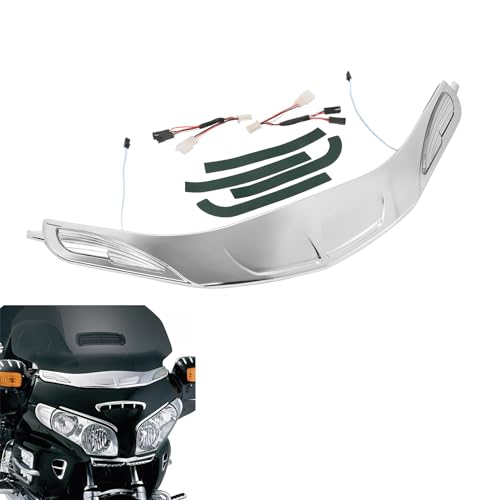 Green-L Windshield Trim with Turn Signals Fit for Honda Goldwing 1800 GL1800 2001-2017 F6B 2013-2017 Chrome Windscreen Decoration Light - color: Windshield Trim with Light
