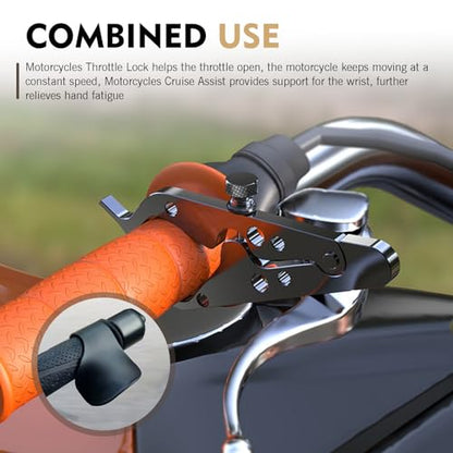 WZP Motorcycle Throttle Assist, ABS Plastic Motorcycle Cruise Control, 2PCS Wrist Hand Grips, 2PCS Motorcycle Throttle Lock with 2 Silicone Ring, Universal Control Crucero Moto Accessories