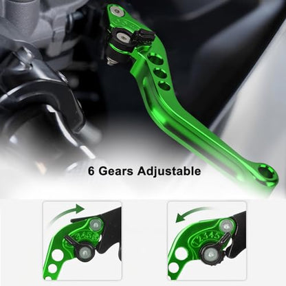 Universal Motorcycle Brake Lever 7/8" 22mm Handlebar CNC Hydraulic Master Cylinder Reservoir Clutch Pump Left & Right Set - color: Green
