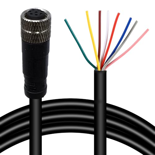 M8 8-Pin Female Connector Cable, A-Coded Straight Circular Industrial Molded Cable, IP67 Waterproof Unshielded PVC Wire, 60V 3A AC/DC, AWG24 - size: 1m, style: 8 Pin Female