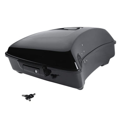TCMT Chopped Motorcycle Trunk Box Backrest Pad Detachable Mounting Rack Fit For Harley Touring 1997-2008 Road King Road Street Electra Glide Pack - color: Set D1 Black Latches#Chrome Rack