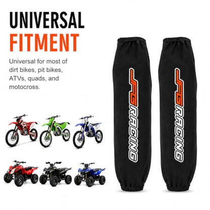 JFG RACING Motorcycle Rear Fork Cover Shock Absorber Cover Guard Protector - Universal For Dirt Pit Bike ATV CRF KLX EXC YZF - (2)- 350MM