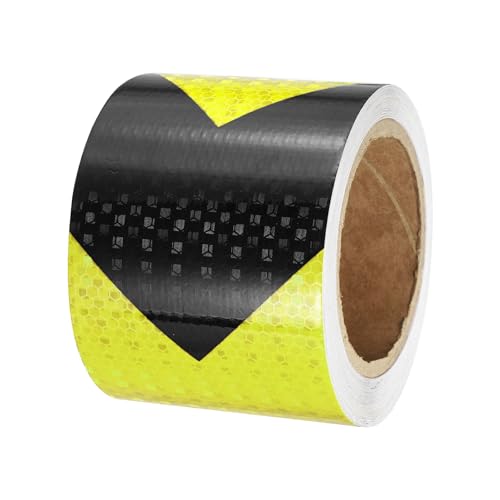 PATIKIL Reflective Tape, 1 Roll 4 Inch x 66 Ft Waterproof Self Adhesive High Visibility Caution Warning Safety Tape Reflector for Trucks Trailers Cars, Arrow Fluorescent Yellow Black - color: Fluorescent Yellow Black, size: 4 IN x 66 FT
