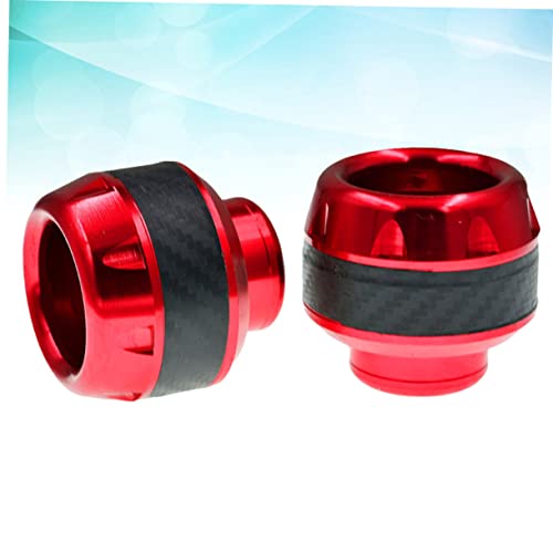 OUNONA 1pair Motorcycle Crash Sliders Aluminum Alloy Wheel Protector Front Fork Cups for Electric Mopeds Design Red Finish Reduces Collision Impact Fits Motorcycles