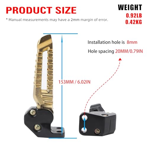 Mokuo Motorcycle Floding Footpegs in Aluminum Alloy Material Compatible with Yamaha Zuma Bws 125cc 2021+,Chinese Scooter Tank 150cc,1 Pair Footrest,Gold Color - color: Gold