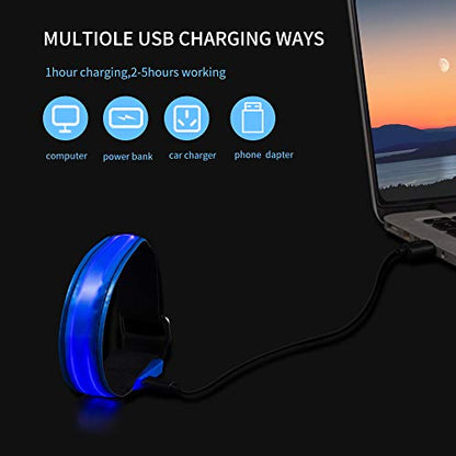 2 Pack Rechargeable LED Reflective Armband, High Brightness High Visibility Night Safety Light Band, Wearable Flashing LED Gear for Running, Walking, Biking and Outdoor Activities - color: blue
