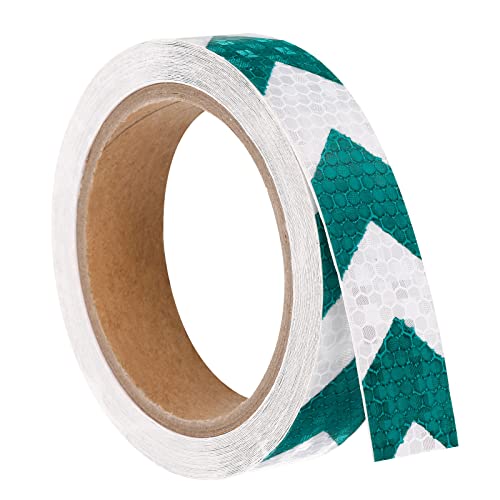 PATIKIL Reflective Tape, 1 Roll 30 Ft x 1-inch Waterproof Adhesive High Visibility Caution Warning Safety Tape Reflector for Trucks Trailers Cars, Arrow White Green - color: White Green, size: 30 ft x 1-inch