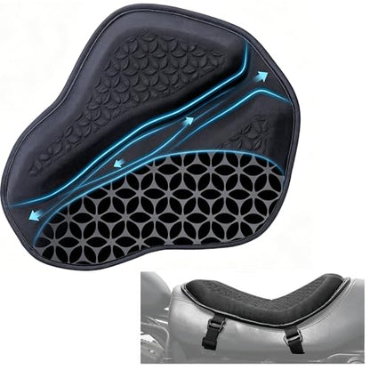 Upgraded Motorcycle Gel Seat Cushion, Universal Motorcycle Seat Pad, Shake Rider Cushion, Enlarged Ventilation Channels, Large 3D-Honeycomb Structure, Shock Absorption and Breathable for Long Rides