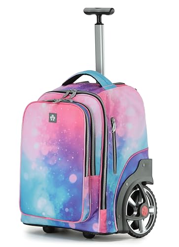 NEW TILAMI 20" Rolling Backpack for Teens Adults, Climbing Stairs Waterproof Backpack with Wheels for School Business Trave Camping with Laptop Compartment, Fit 17 Inch Laptop, Pop Gradient - color: Pop Gradient